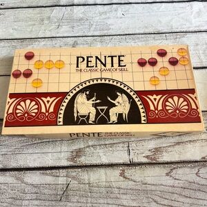 Vintage Pente Classic Game of Skill Board Game Parker Brothers Glass Stones